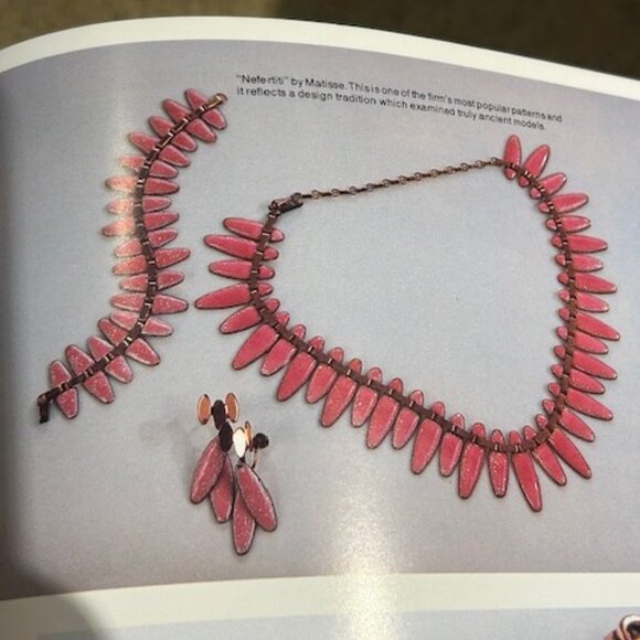 RENOIR MATISSE “NEFERTITI” Red Enamel Copper Link BRACELET - Picture 9 of 10